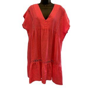 Puro Lino womens linen Lagenlook long  top hot pink
